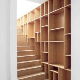 Parquet staircase cladding & shelf construction